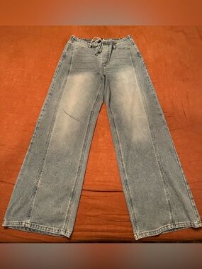 Vanilla Star Light Blue Wide-Leg Drawstring Jeans